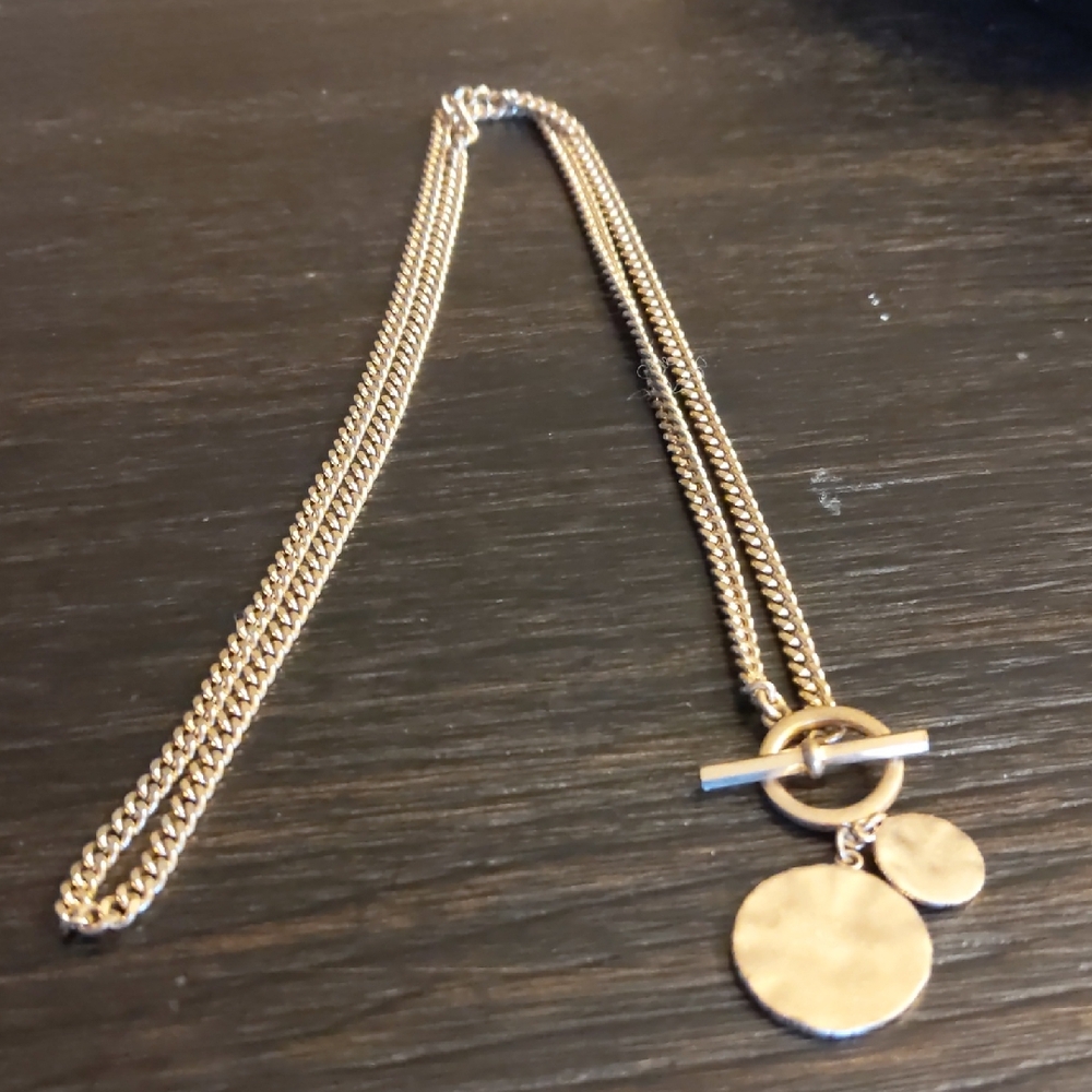 All Saints Gold Hammered Disc  Pendants Necklace